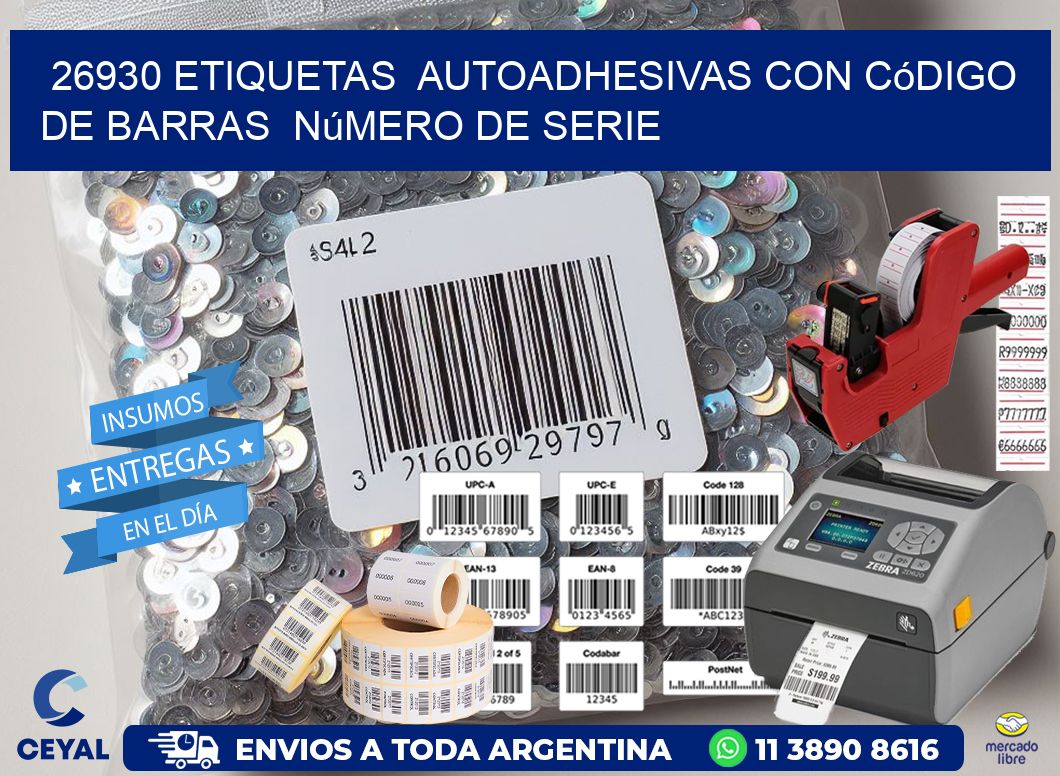 26930 etiquetas  autoadhesivas con código de barras  número de serie