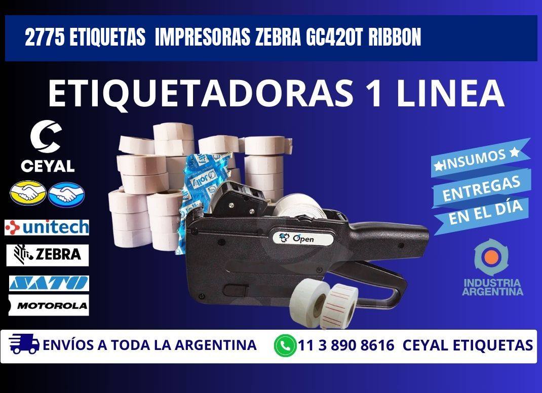 2775 etiquetas  impresoras zebra gc420t ribbon