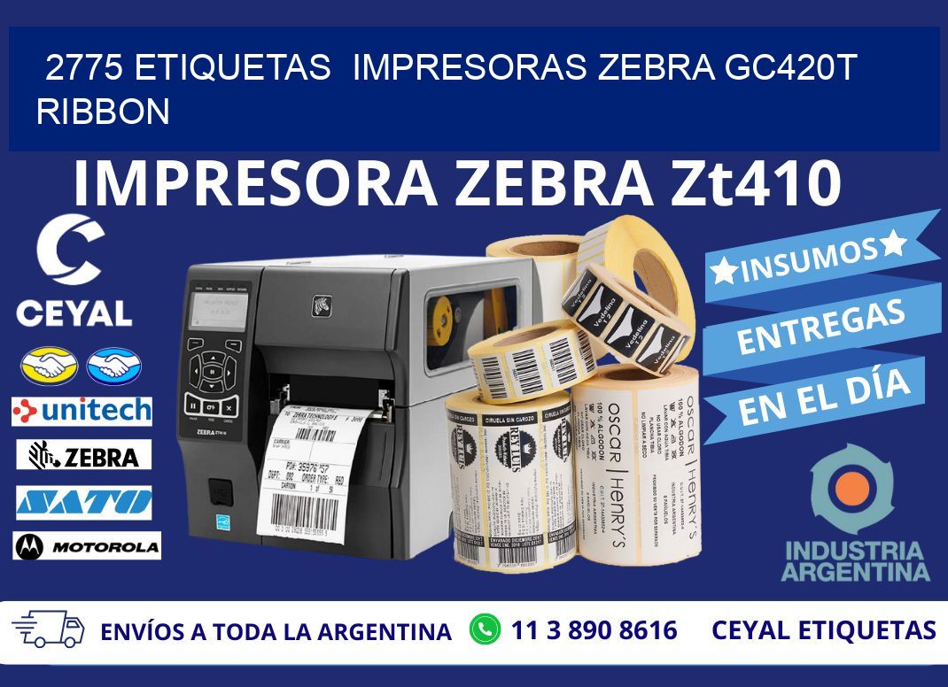 2775 etiquetas  impresoras zebra gc420t ribbon