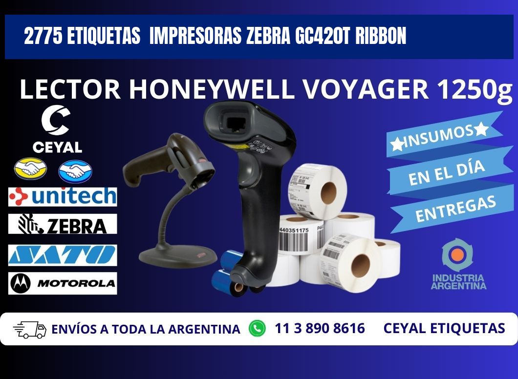 2775 etiquetas  impresoras zebra gc420t ribbon
