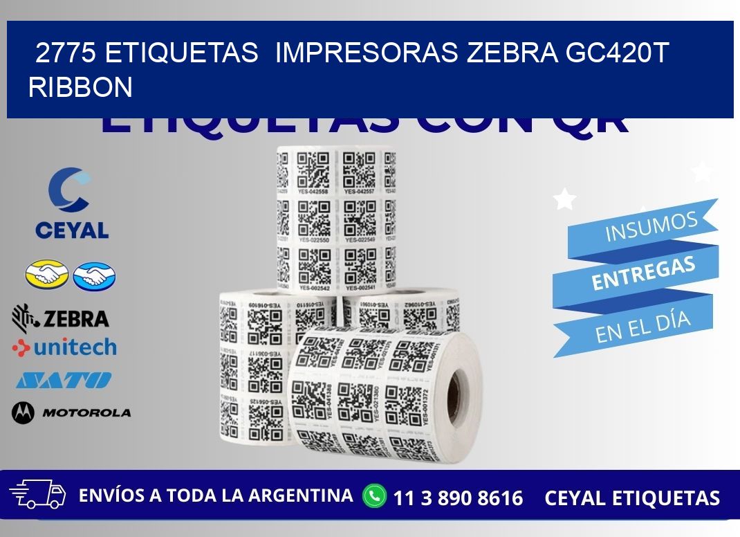 2775 etiquetas  impresoras zebra gc420t ribbon