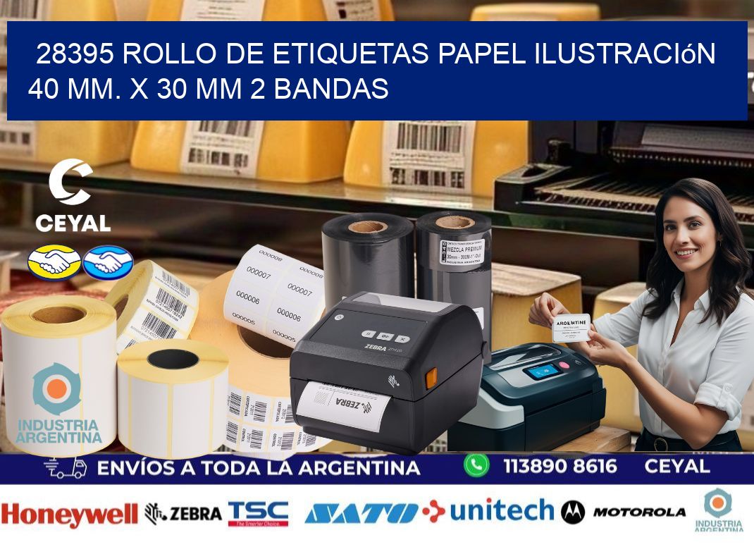 28395 Rollo de Etiquetas Papel Ilustración 40 mm. x 30 mm 2 Bandas
