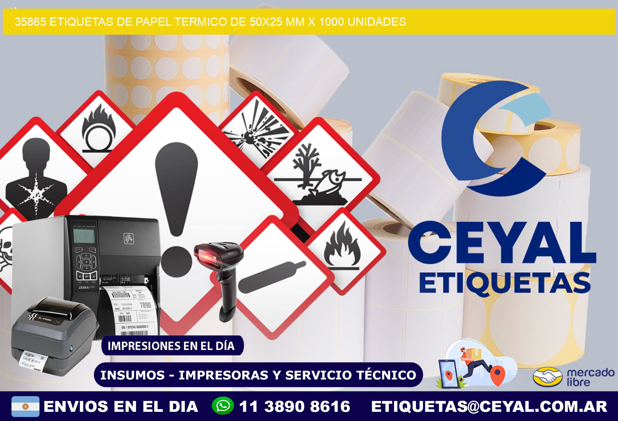 35865 Etiquetas De Papel Termico De 50x25 Mm X 1000 Unidades