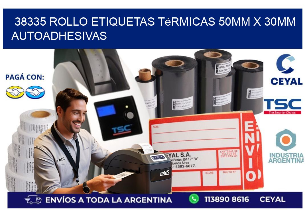 38335 Rollo Etiquetas Térmicas 50mm X 30mm Autoadhesivas
