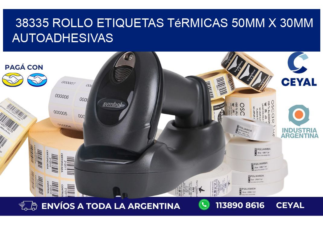 38335 Rollo Etiquetas Térmicas 50mm X 30mm Autoadhesivas