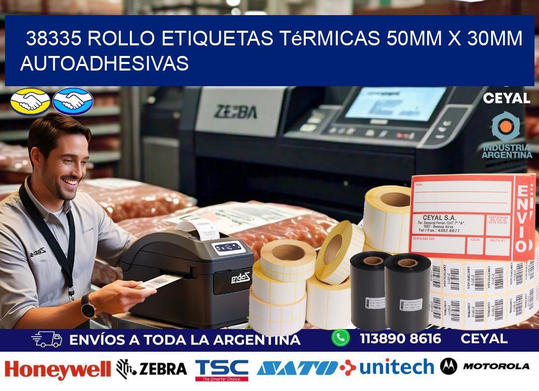38335 Rollo Etiquetas Térmicas 50mm X 30mm Autoadhesivas