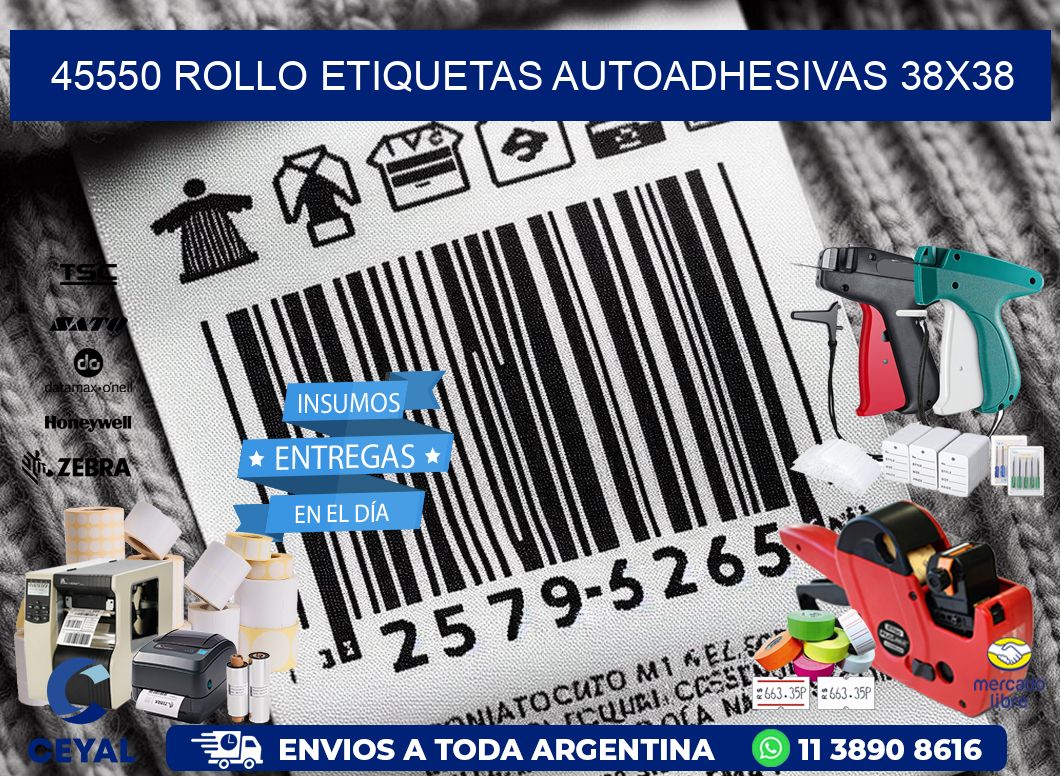 45550 Rollo Etiquetas autoadhesivas 38×38