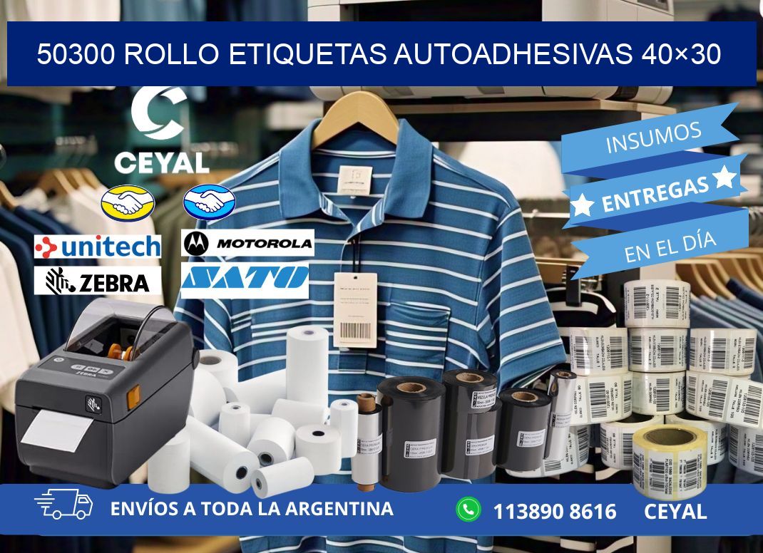 50300 Rollo Etiquetas autoadhesivas 40×30
