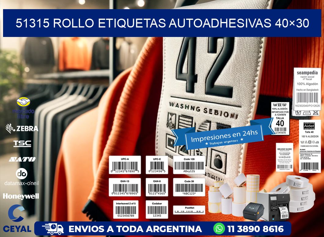 51315 Rollo Etiquetas autoadhesivas 40×30