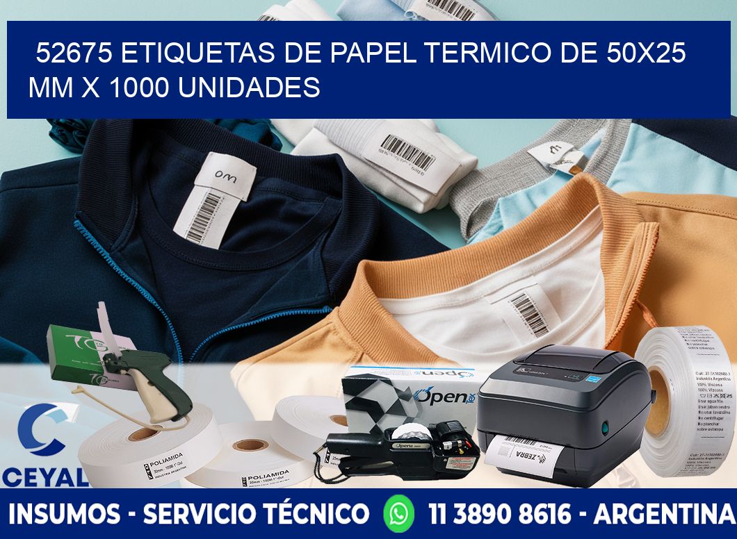 52675 Etiquetas De Papel Termico De 50x25 Mm X 1000 Unidades