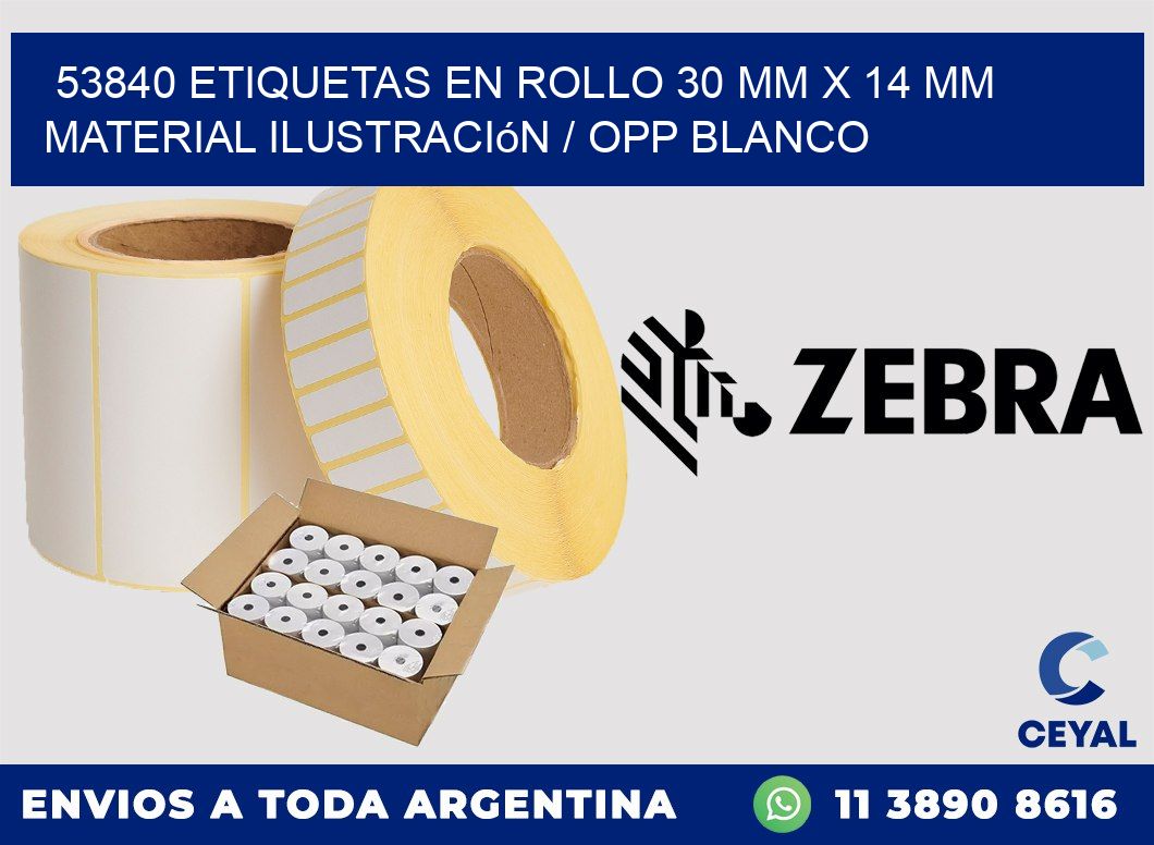 53840 Etiquetas en rollo 30 mm x 14 mm material Ilustración / OPP Blanco