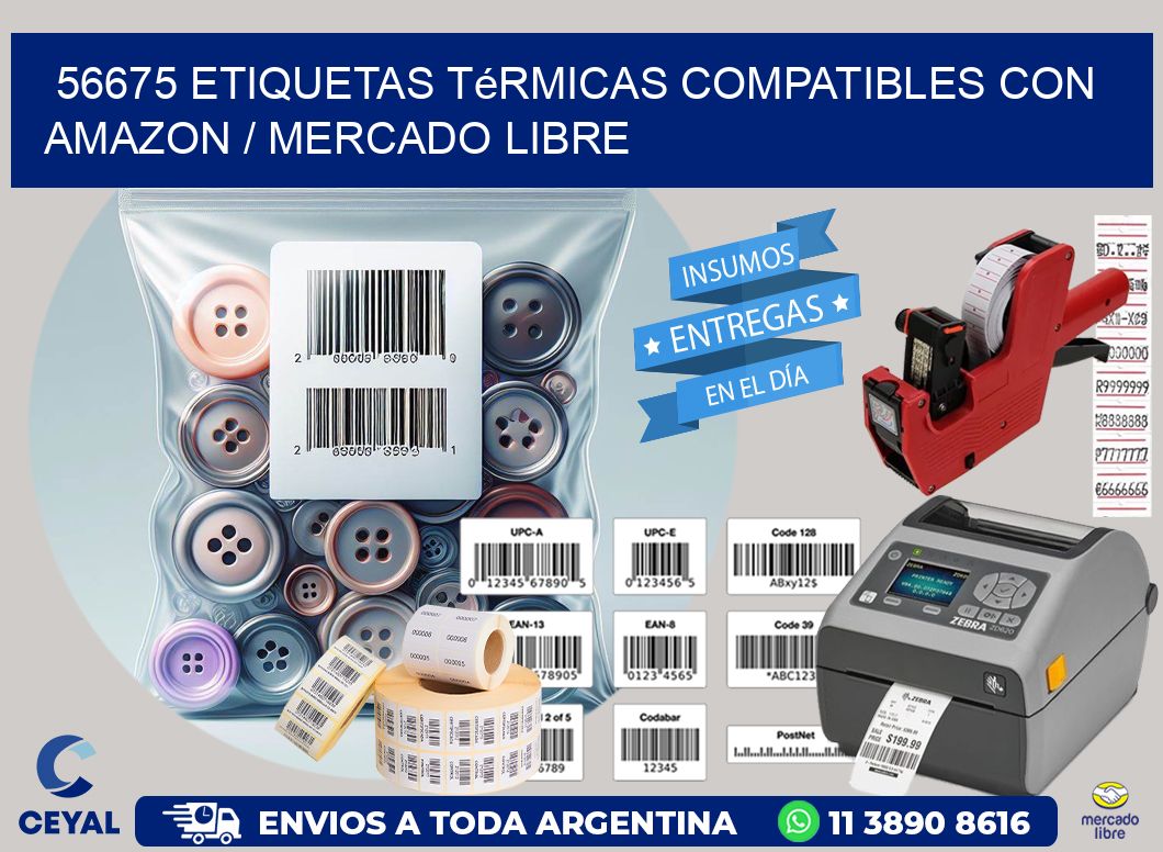 56675 etiquetas térmicas compatibles con Amazon / Mercado Libre