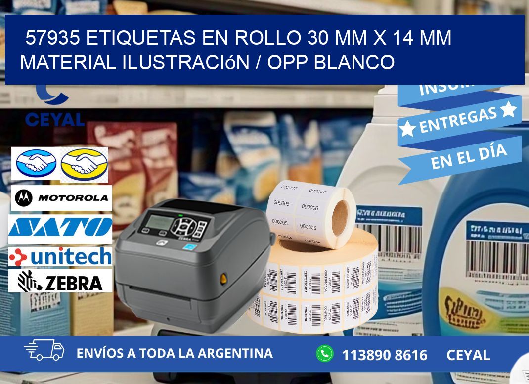 57935 Etiquetas en rollo 30 mm x 14 mm material Ilustración / OPP Blanco