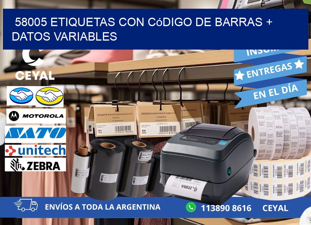 58005 etiquetas con código de barras + datos variables