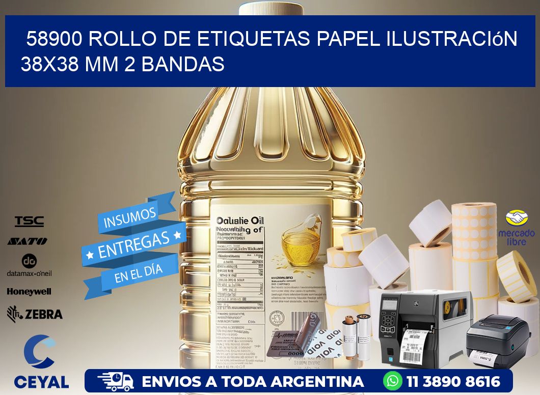 58900 Rollo de Etiquetas Papel Ilustración 38x38 Mm 2 Bandas