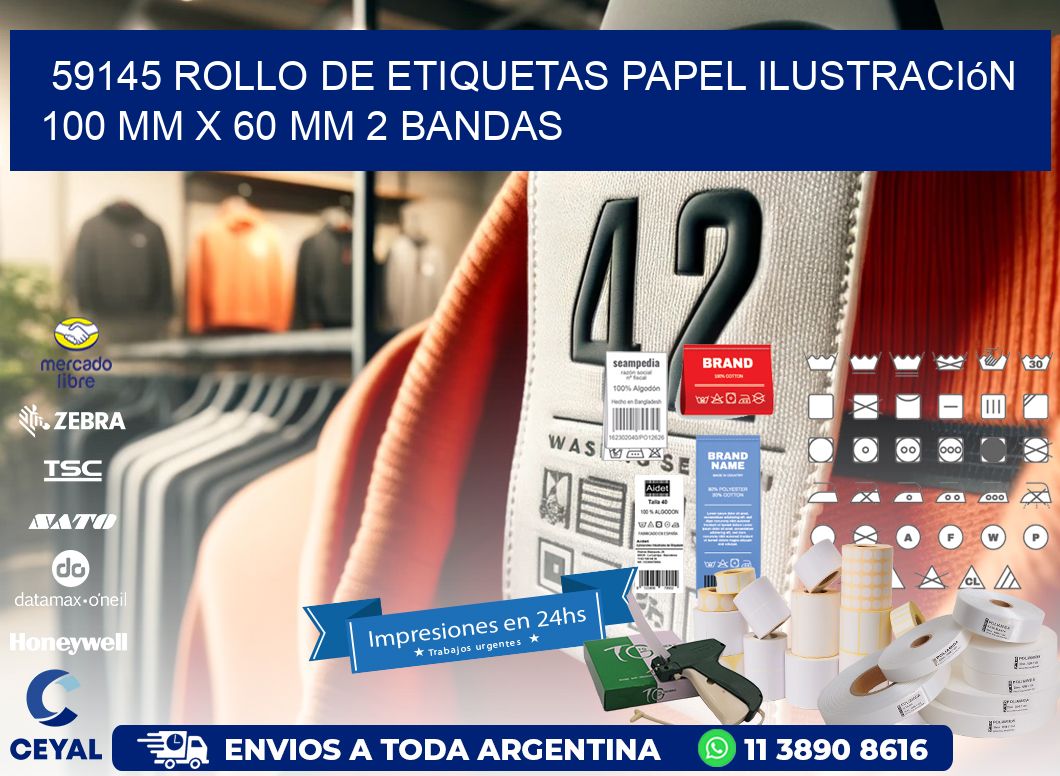 59145 Rollo de Etiquetas Papel Ilustración 100 mm x 60 mm 2 Bandas