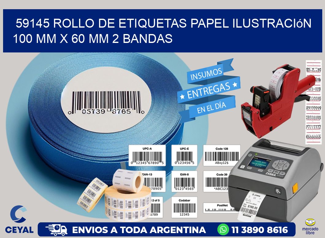 59145 Rollo de Etiquetas Papel Ilustración 100 mm x 60 mm 2 Bandas