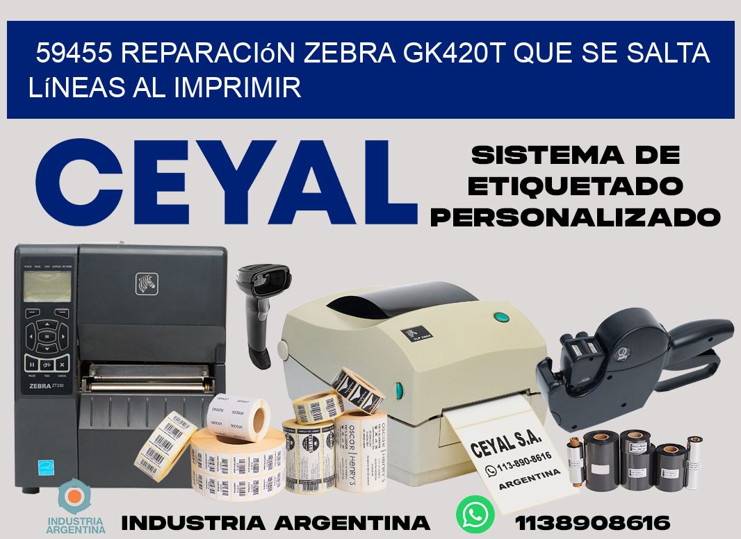 59455 reparación zebra gk420t que se salta líneas al imprimir