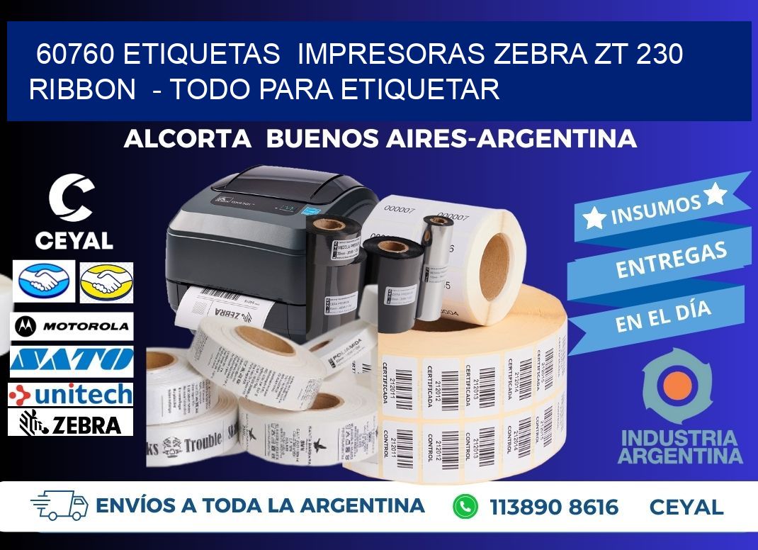60760 etiquetas  impresoras zebra zt 230 ribbon  - Todo para Etiquetar
