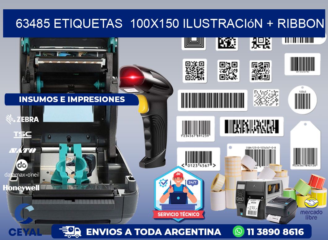 63485 etiquetas  100x150 ilustración + ribbon