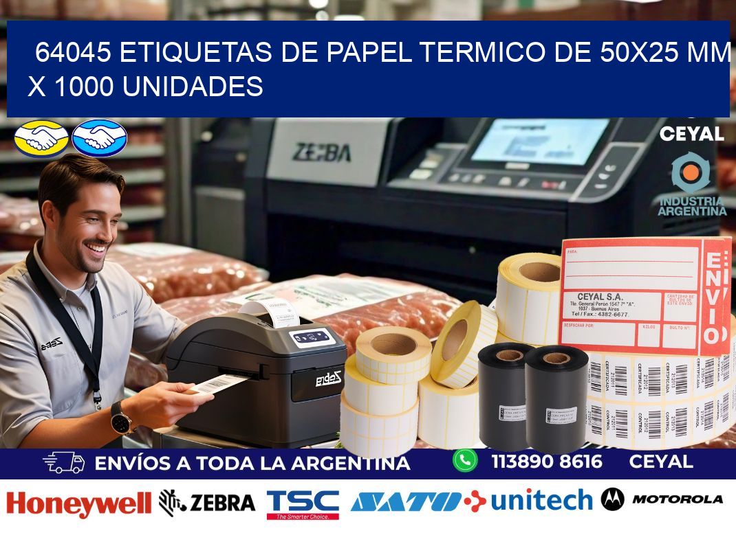 64045 Etiquetas De Papel Termico De 50×25 Mm X 1000 Unidades
