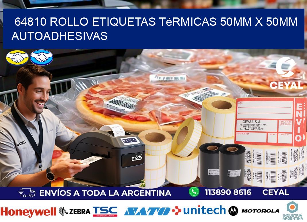 64810 Rollo Etiquetas Térmicas 50mm X 50mm Autoadhesivas