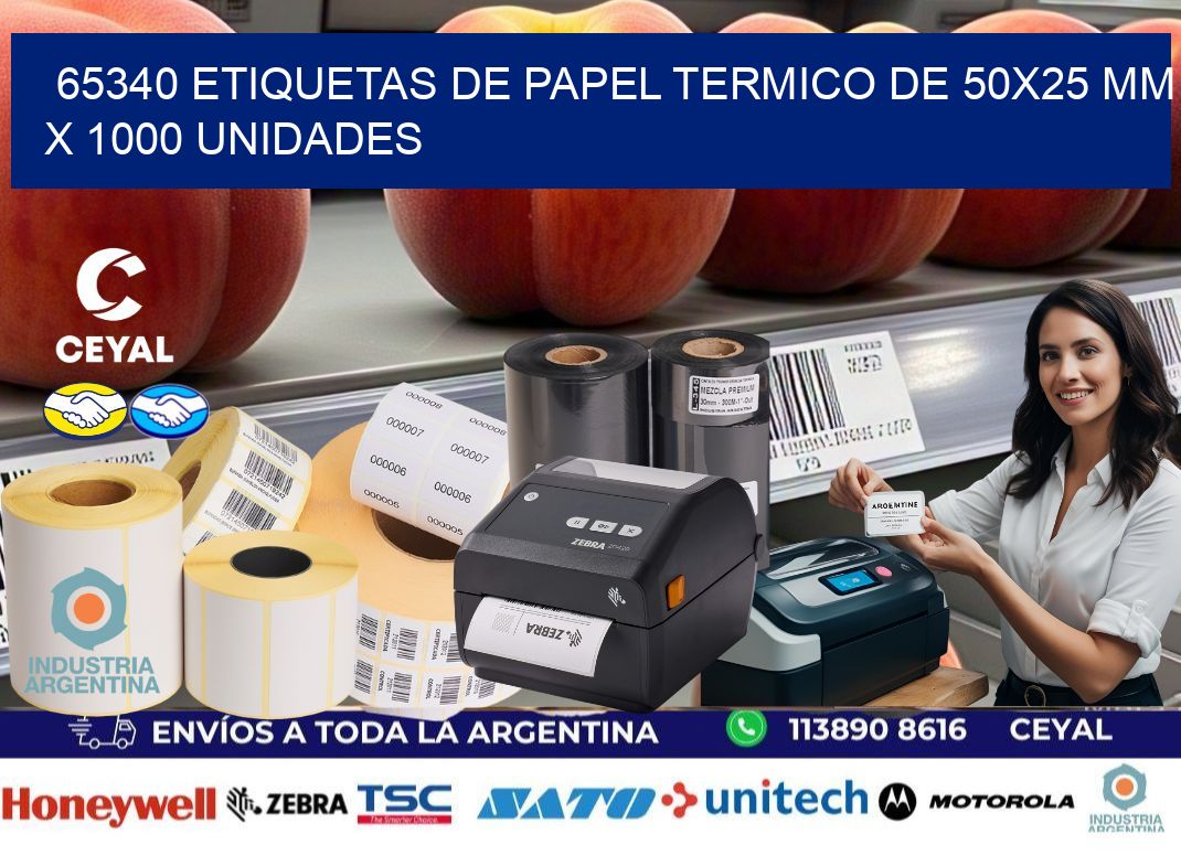 65340 Etiquetas De Papel Termico De 50x25 Mm X 1000 Unidades