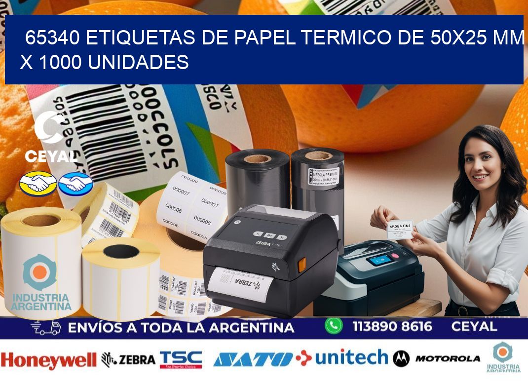65340 Etiquetas De Papel Termico De 50x25 Mm X 1000 Unidades