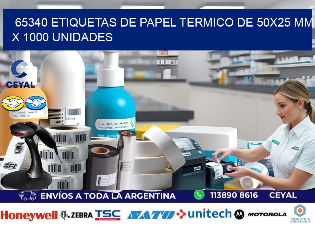 65340 Etiquetas De Papel Termico De 50x25 Mm X 1000 Unidades
