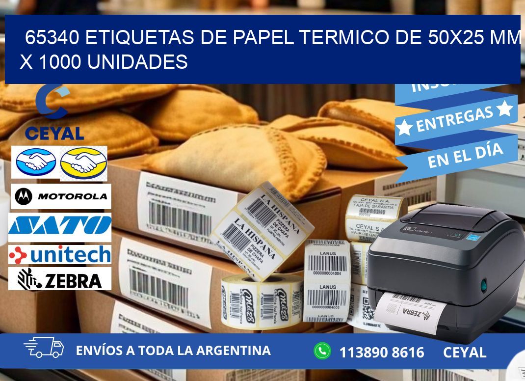 65340 Etiquetas De Papel Termico De 50x25 Mm X 1000 Unidades
