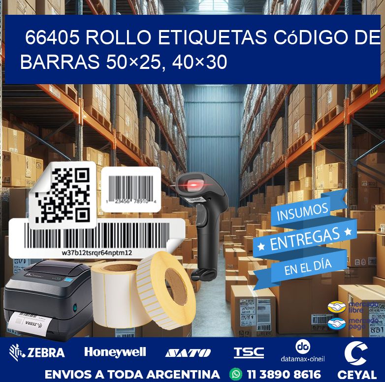 66405 rollo etiquetas código de barras 50×25, 40×30