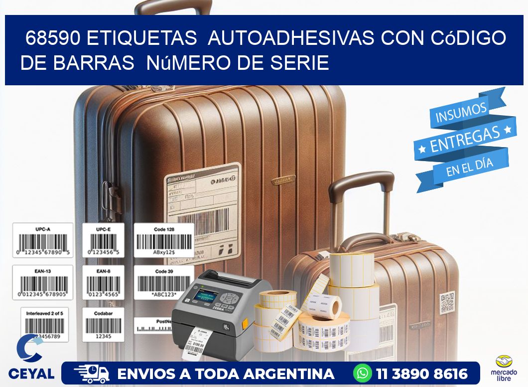 68590 etiquetas  autoadhesivas con código de barras  número de serie