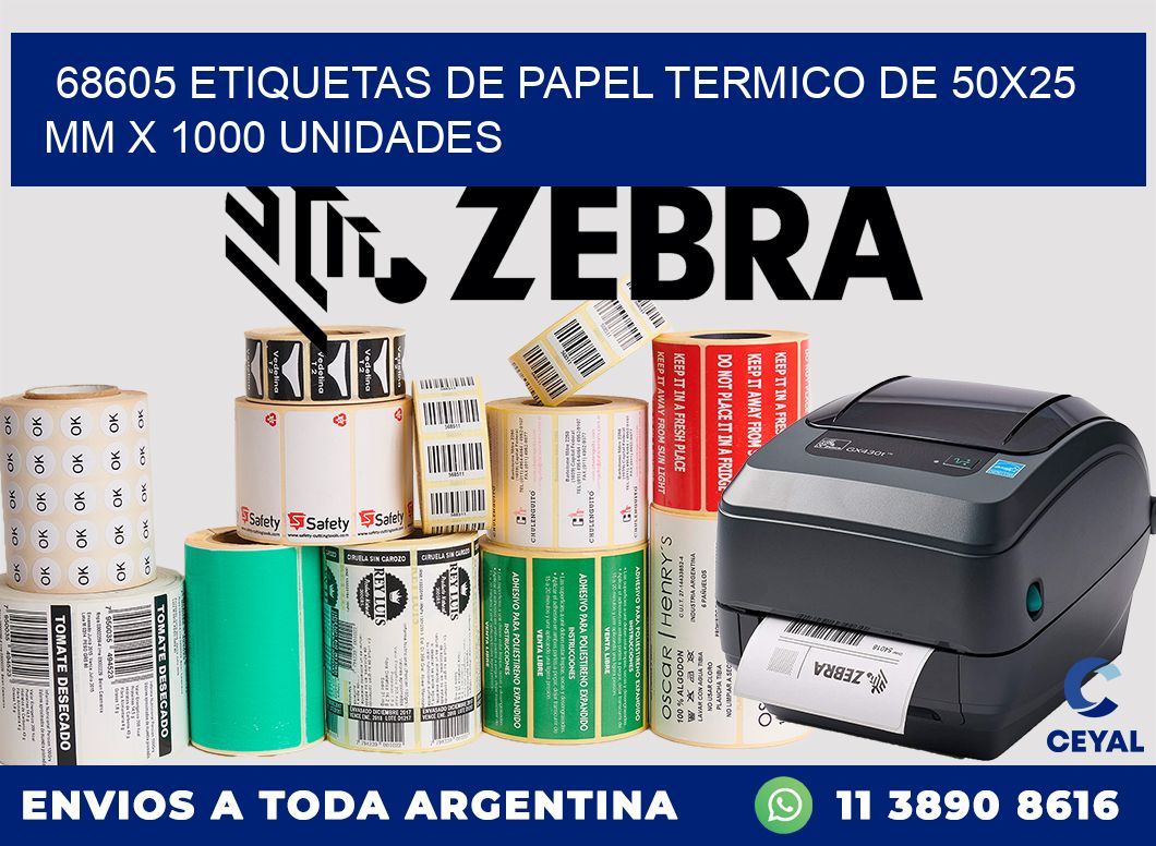 68605 Etiquetas De Papel Termico De 50x25 Mm X 1000 Unidades