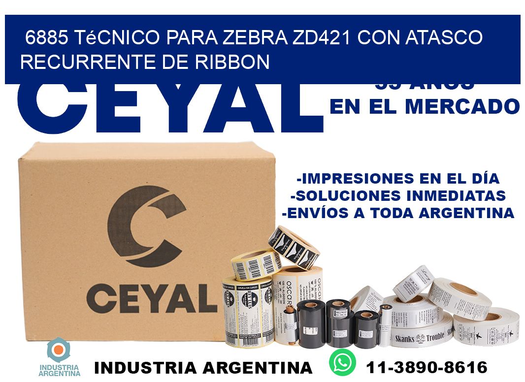 6885 técnico para zebra zd421 con atasco recurrente de ribbon