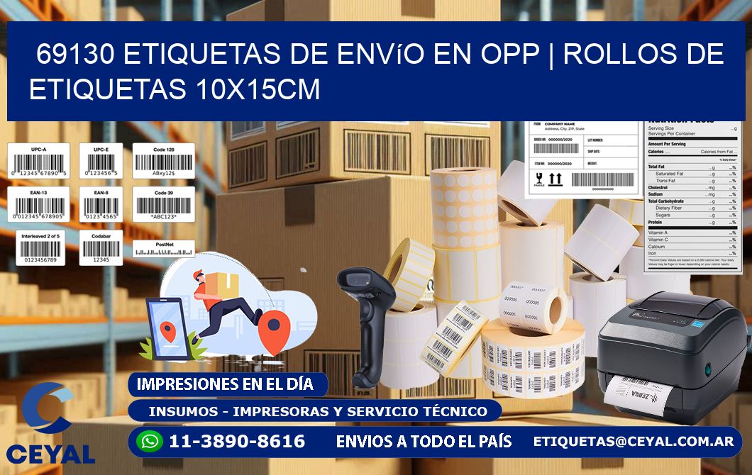 69130 Etiquetas de envío en opp | Rollos De Etiquetas 10x15CM