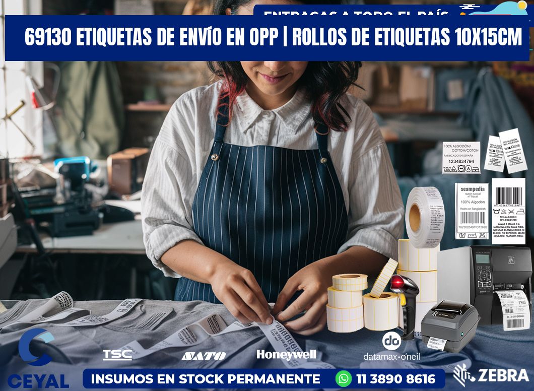 69130 Etiquetas de envío en opp | Rollos De Etiquetas 10x15CM