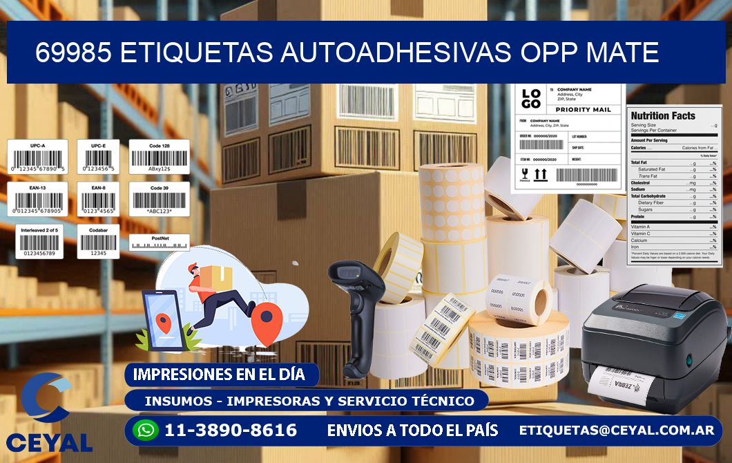 69985 etiquetas autoadhesivas Opp Mate