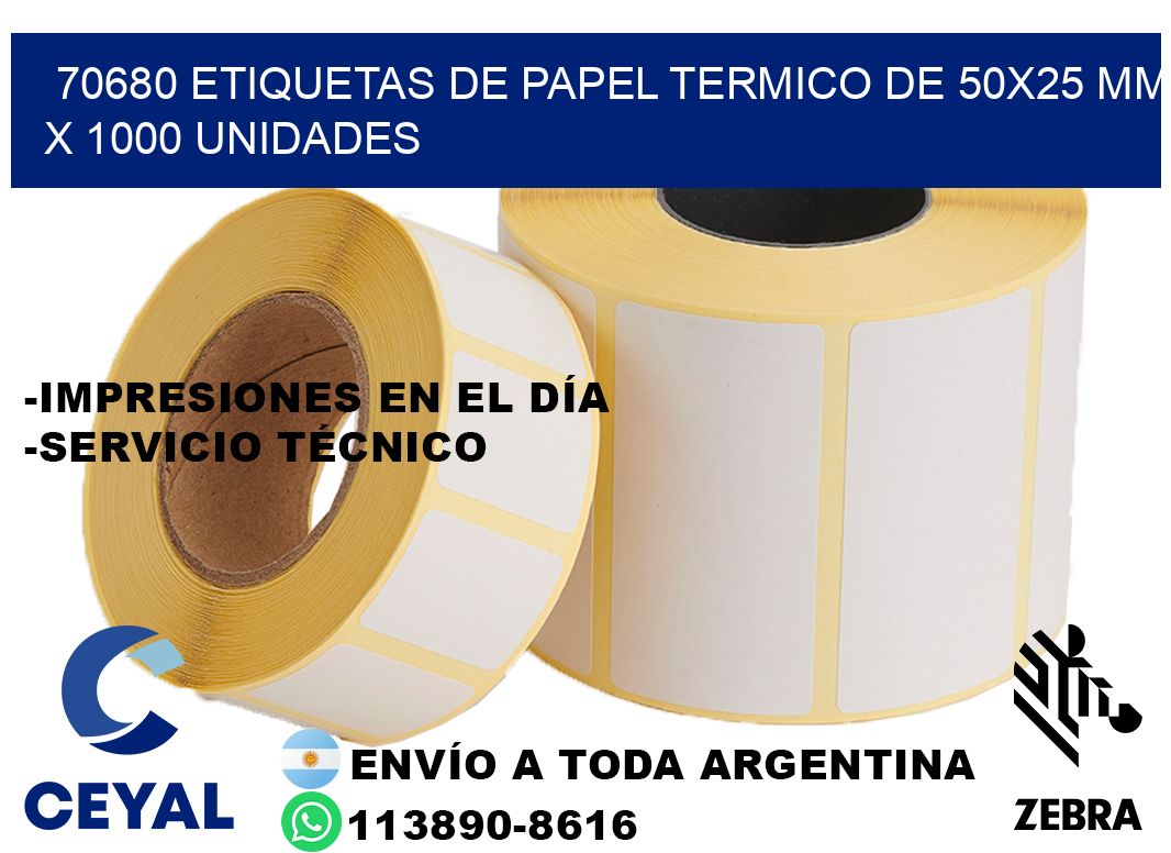 70680 Etiquetas De Papel Termico De 50x25 Mm X 1000 Unidades