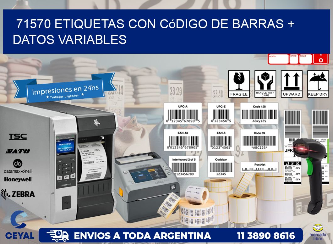 71570 etiquetas con código de barras + datos variables