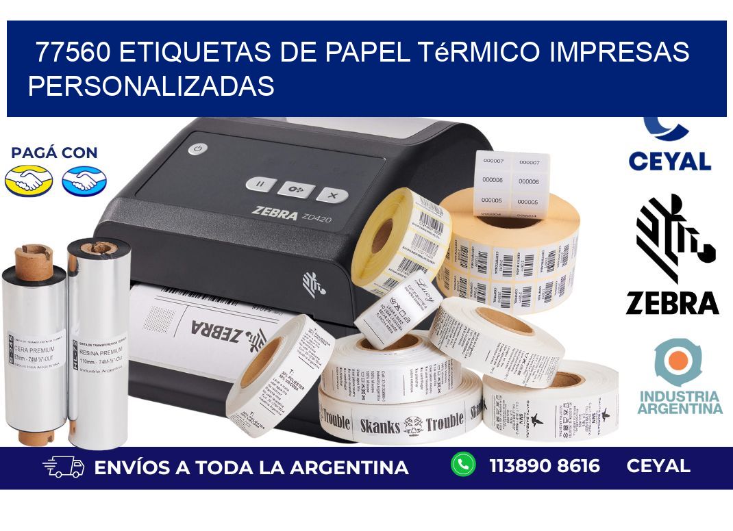 77560 Etiquetas de papel térmico impresas personalizadas
