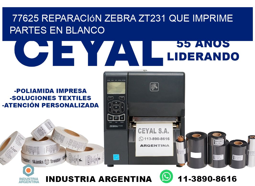 77625 reparación zebra zt231 que imprime partes en blanco