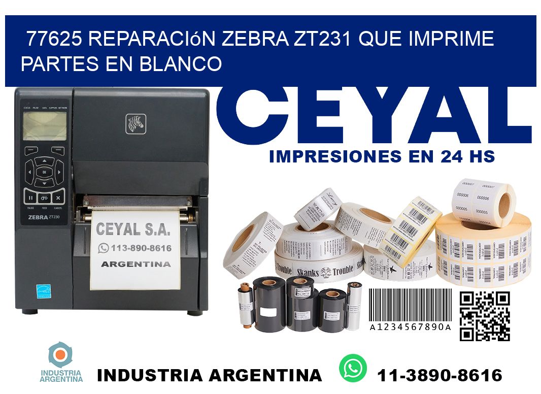 77625 reparación zebra zt231 que imprime partes en blanco
