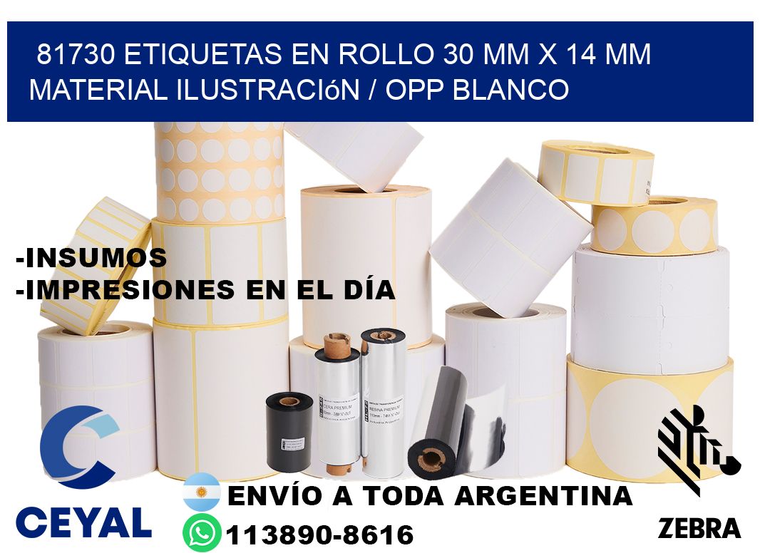81730 Etiquetas en rollo 30 mm x 14 mm material Ilustración / OPP Blanco