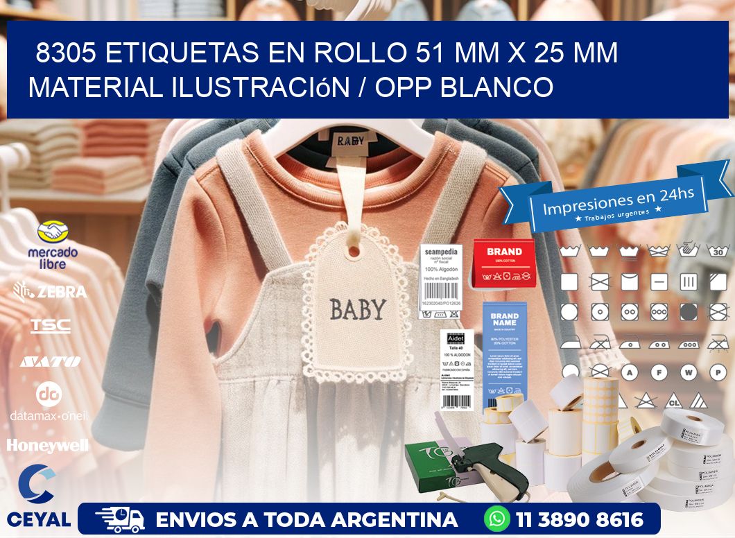 8305 Etiquetas en rollo 51 mm x 25 mm material Ilustración / OPP Blanco
