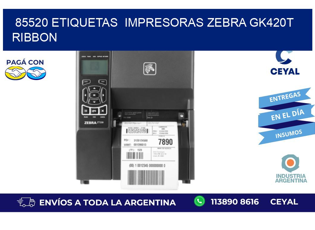 85520 Etiquetas  impresoras zebra gk420t ribbon