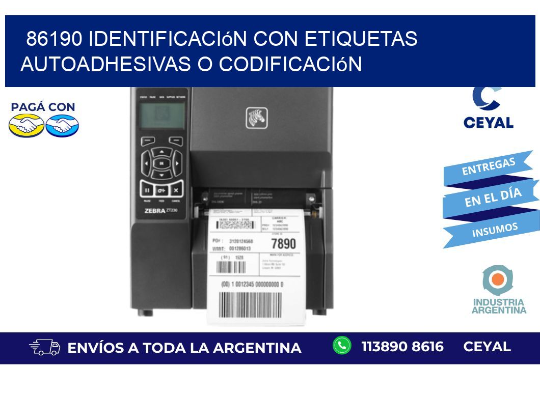 86190 identificación con etiquetas autoadhesivas o codificación