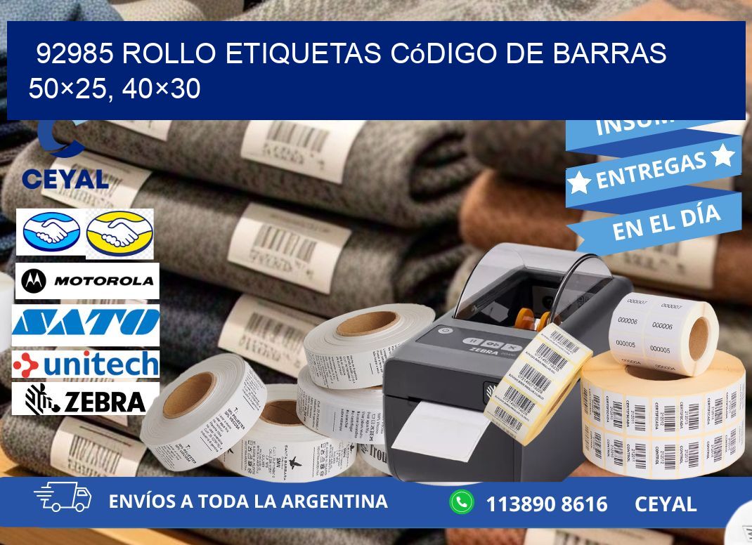 92985 rollo etiquetas código de barras 50×25, 40×30