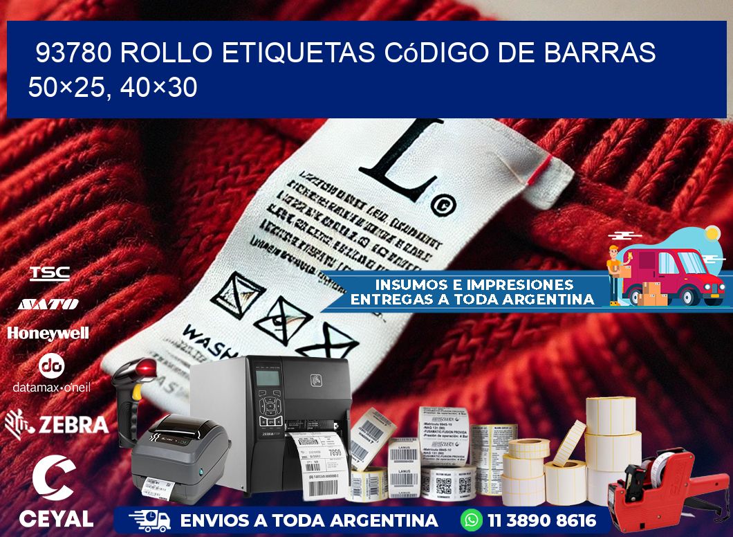 93780 rollo etiquetas código de barras 50×25, 40×30