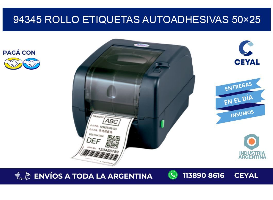 94345 Rollo Etiquetas autoadhesivas 50×25