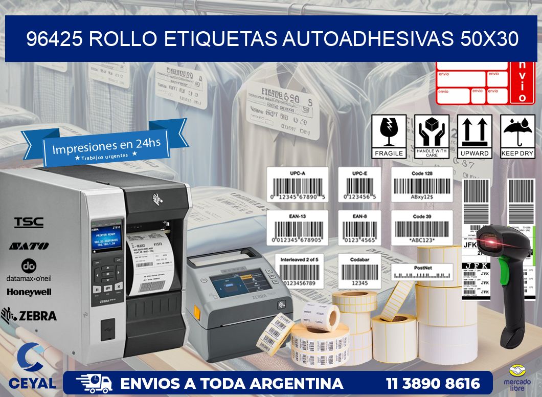 96425 Rollo Etiquetas autoadhesivas 50x30